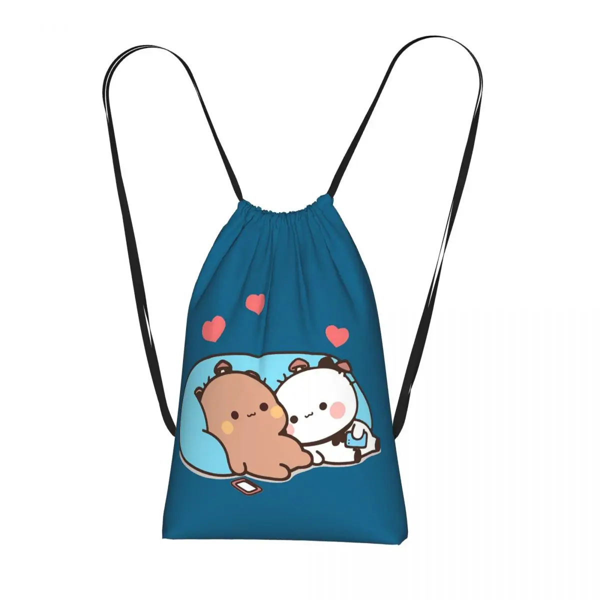Bubu Dudu Panda Bears Cartoon Drawstring Backpack hiking cycling Bag Portable Travel Drawstring Bag for Men Women