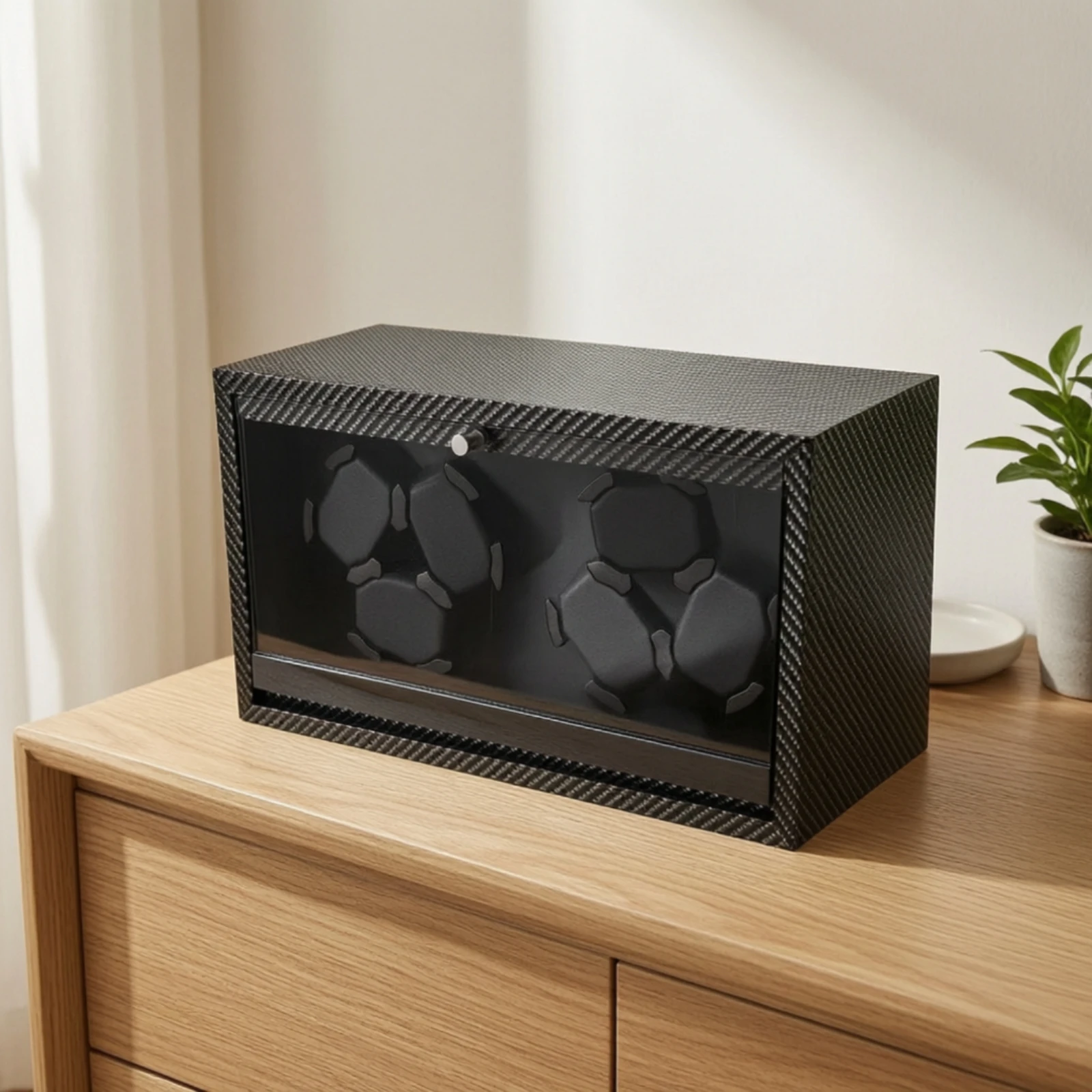 Automatic Watch Winder Illuminated Automatic Watch Winder Box Rectangular Premium for Dresser, Home Office