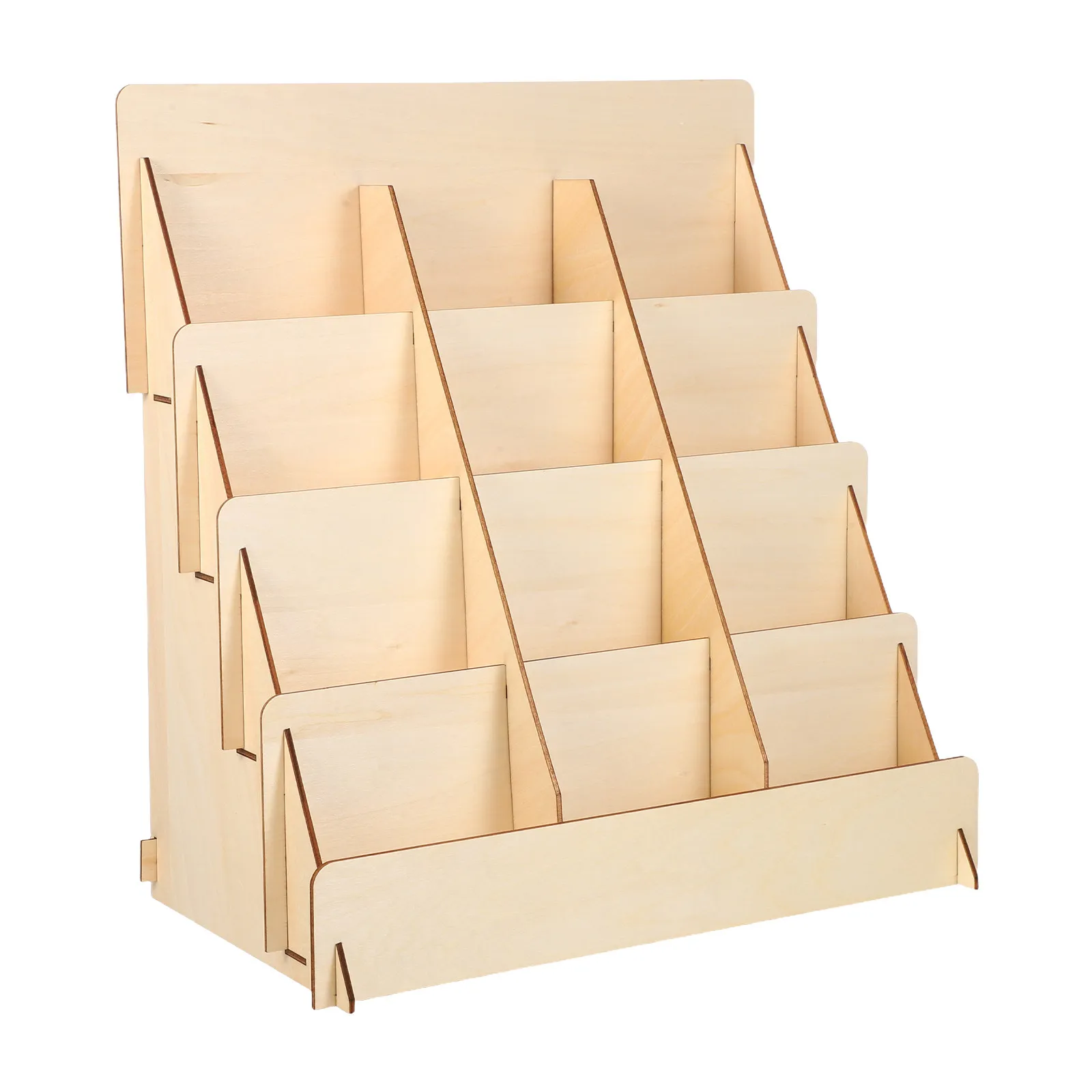 4-Tier Wood Greeting Card Rack Organizer Solid Wood Postcard Display Stand Wedding Invitation Holder Retail Counter Card Storage
