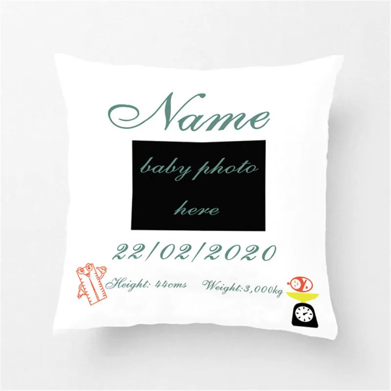 

Custom Birth Data Baby Boy Throw Pillow Case Decorative Cushion Cover Pillowcase For Kids Cute Birthday Gift For New Born Baby