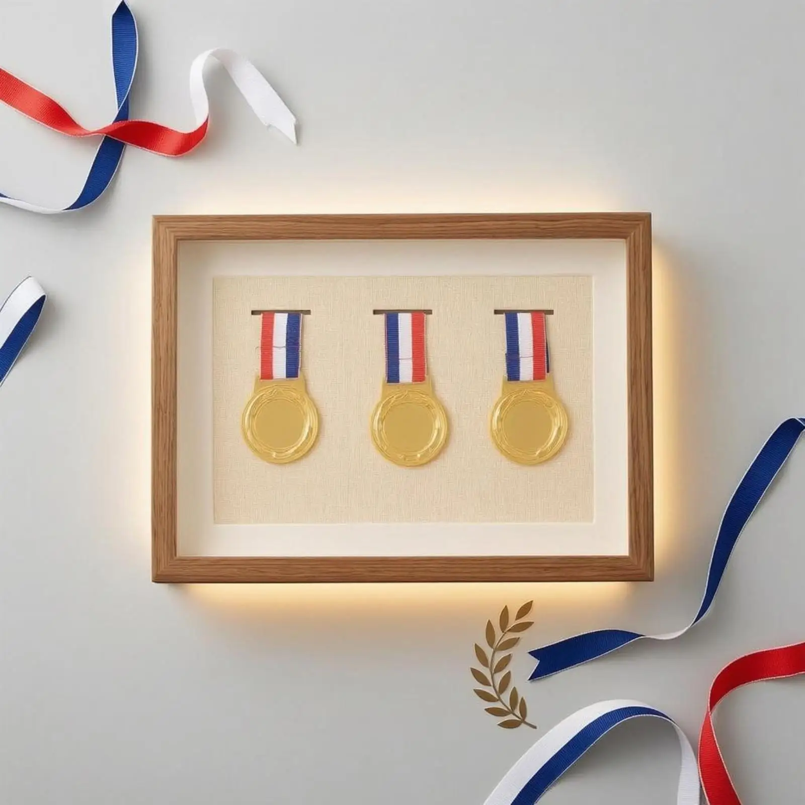 Three-Medal Frame Textile-backedLined Award Holder Rectangular
