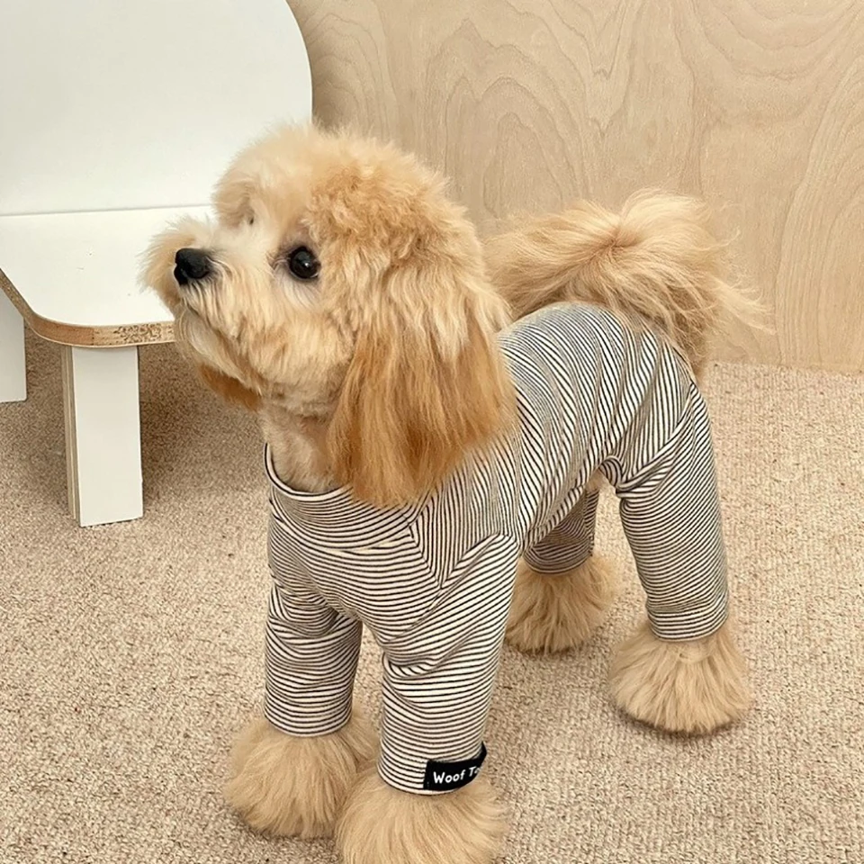 Niedlicher Hundebasisschicht- und Loungewear-Anzug – Warmer Winter-Overall mit vier Beinen für Bichon Frise, Yorkshire Terrier und Teddy – Detail 1