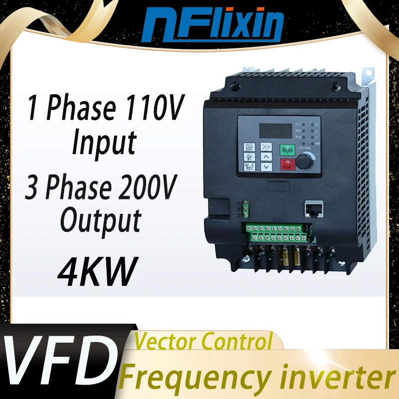 110V-220V Economical VFD Variable Frequency Drive Converter Inverter 0.75/1.5/2.2/3.7/4/5.5/7.5KW Motor Speed Controller