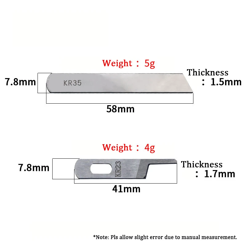 KR23 KR35 lama per coltello superiore/inferiore per macchine da cucire industriali acciaio al tungsteno misura per Siruba 737 747 757 Pegasus 700-3