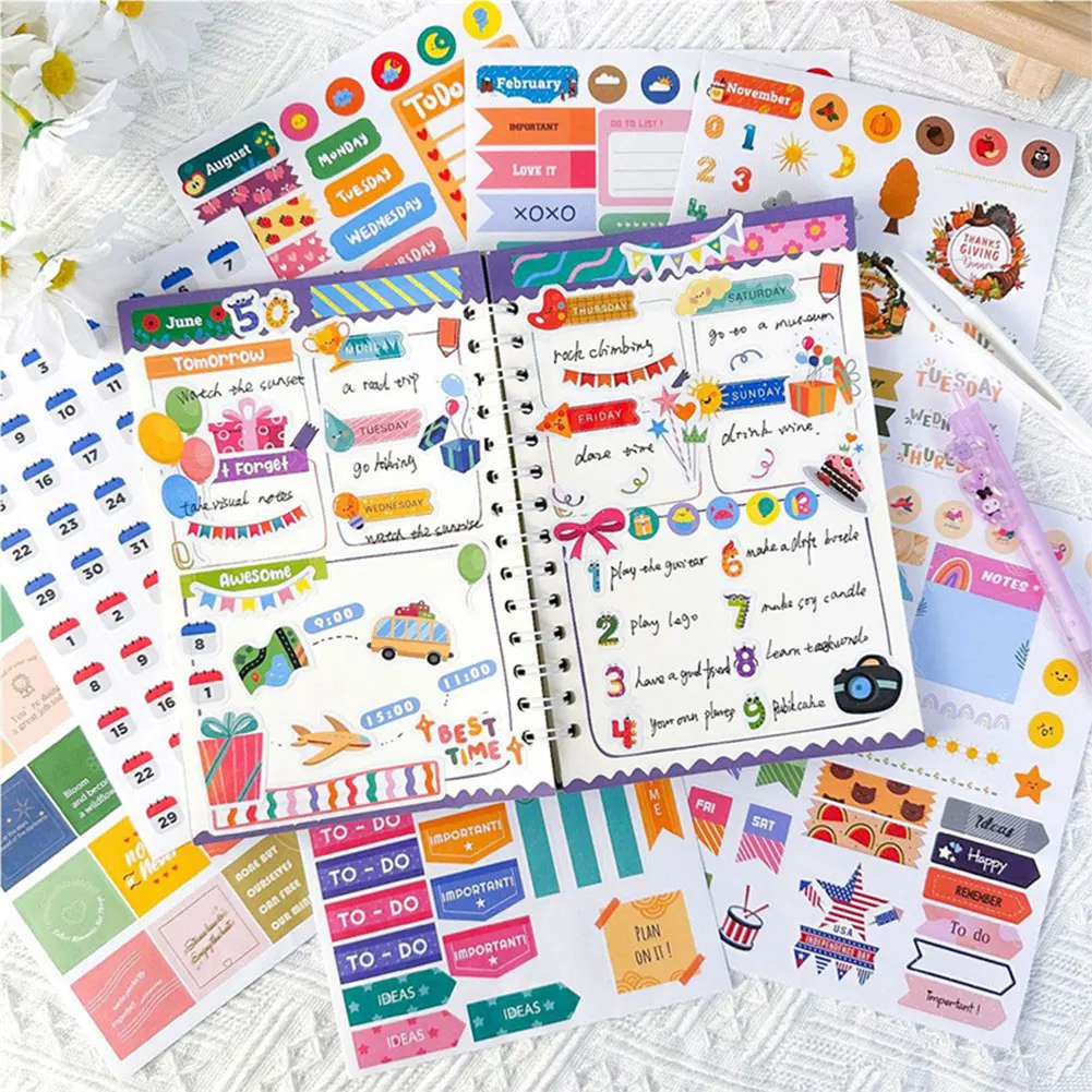 Boho Year Sticker Book 1700+ Stickers Boho Style Day Weekly Monthlys Planner Sticker Artistic Scrapbook