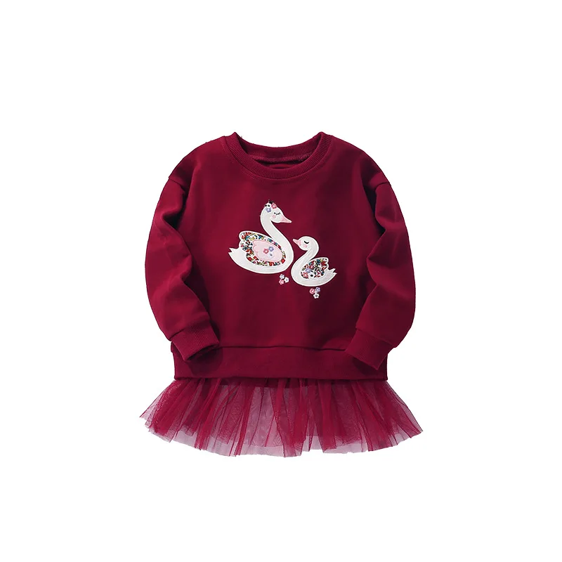 New European American Style Sweatshirt For Little & Medium Girls, Soft Breathable Kids Casual Tops Spring Autumn