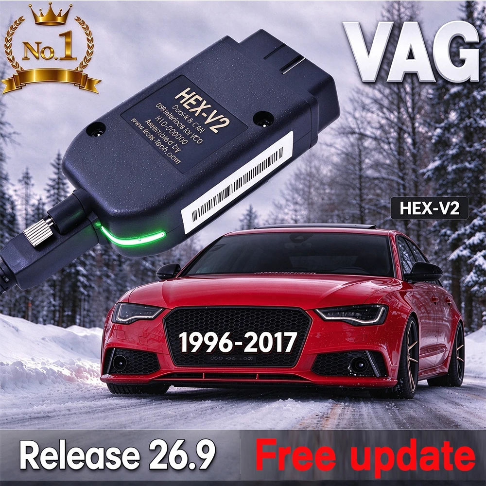 Newest V26.9 VAG COM Interface For VAG HEX V2 VW-AU Di Professional Sca n Code Upgrade Hardware AUTO COM Multilingual VCD S TOOL