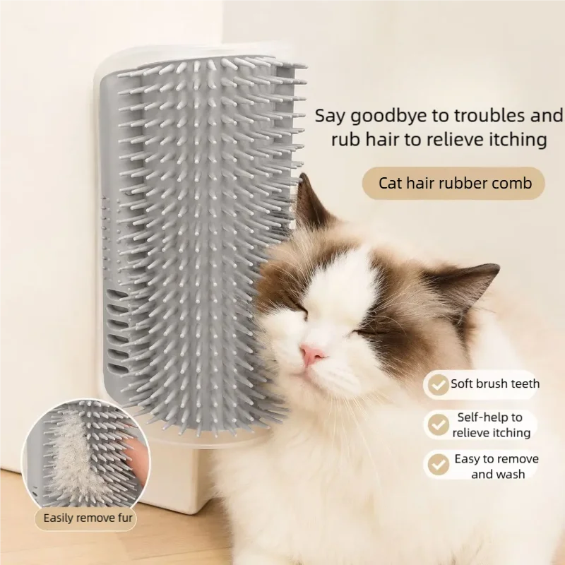 Escova de Canto para Gatos, Massageador e Arranhador para Gatos, Pente para Gatos, Escova de Massagem de Canto, Acessórios para Animais de Estimação