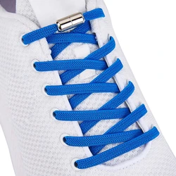 1 Pair No Tie Shoe Laces Round Metal Lock Elastic Shoelaces For Sneakers Shoes Accessories Flat Lazy Shoelace Accessories