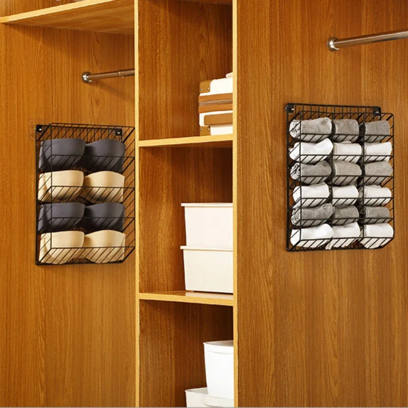 Underwear Storage Hanging Bag Wall Mounted Non-Perforated Wardrobe Pantyhose Organizer Space-Saving Design