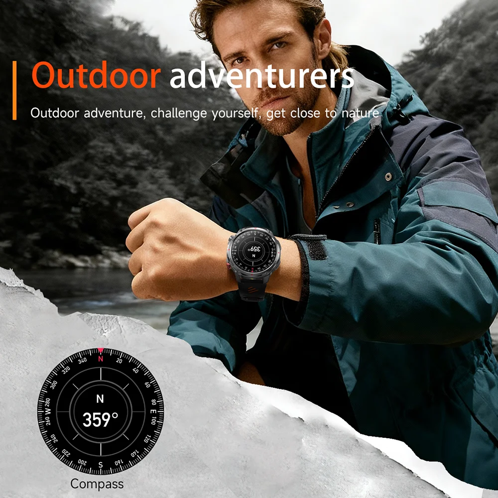 2026 nieuwe Smartwatch 1100mAh Batterij 1.7 Inch AMOLED Scherm Herenhorloge Kompas 3ATM Waterdicht Bluetooth Oproepen Sport Smartwatch