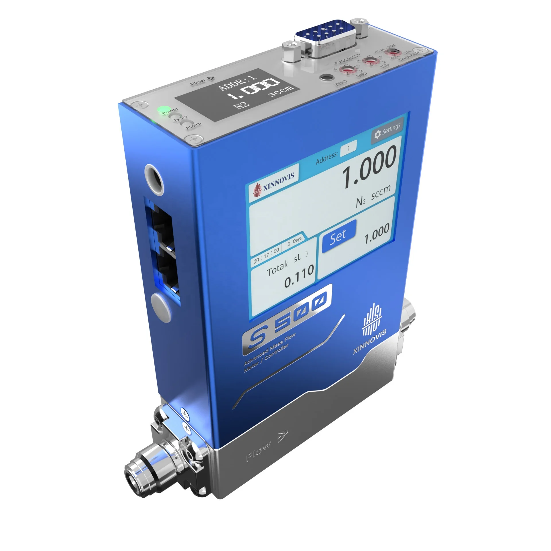 

Xinnovis Factory MFC S500 Gas Mass Flow Controller RS485/4-20mA/0-5V Touch Screen N2/Air/O2/CO2/H2/Ar/He/CH4/C3H8 OEM
