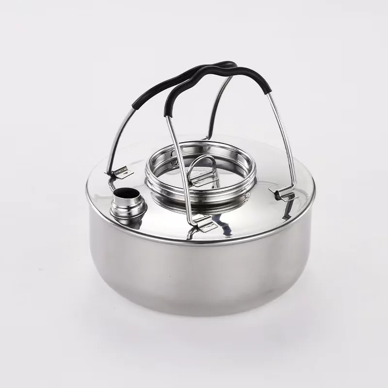 

Stainless Steel Camping Kettle for Open Fire, Outdoor Boiling Water Pot for Tea & Coffee, Camping & Self-Driving Travel Gear