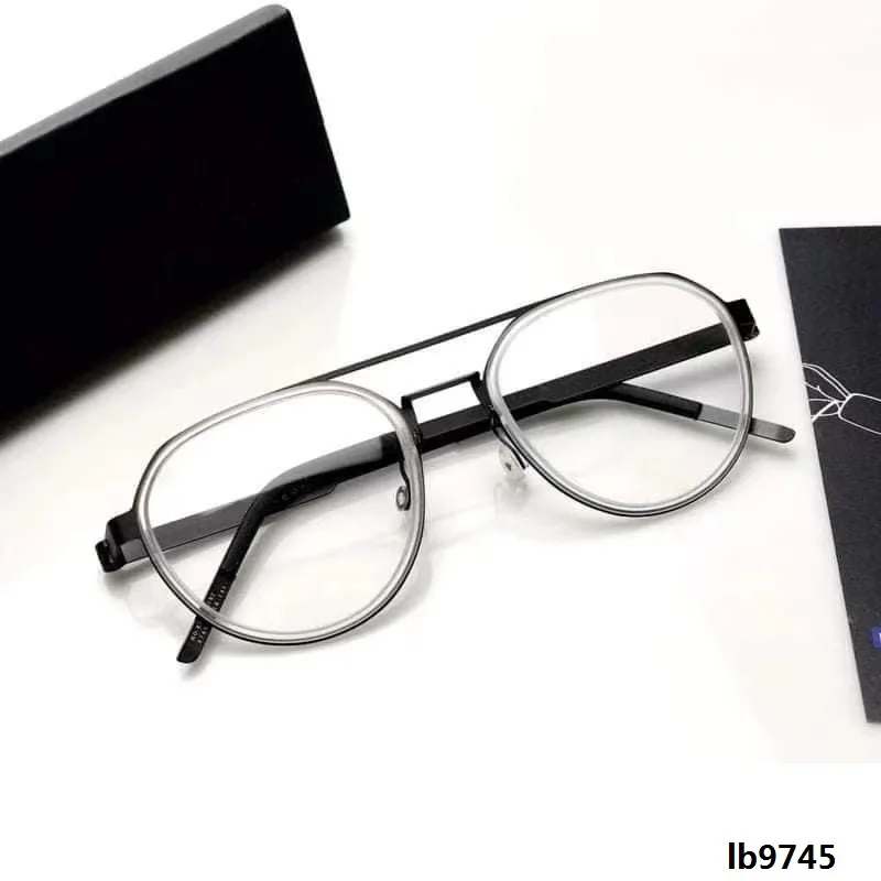 Pure Titanium Glasses Frame Men Ultralight Double Beam Round Eyeglasses Prescription Eyewear 9745 Decorative Optical Lenses Read