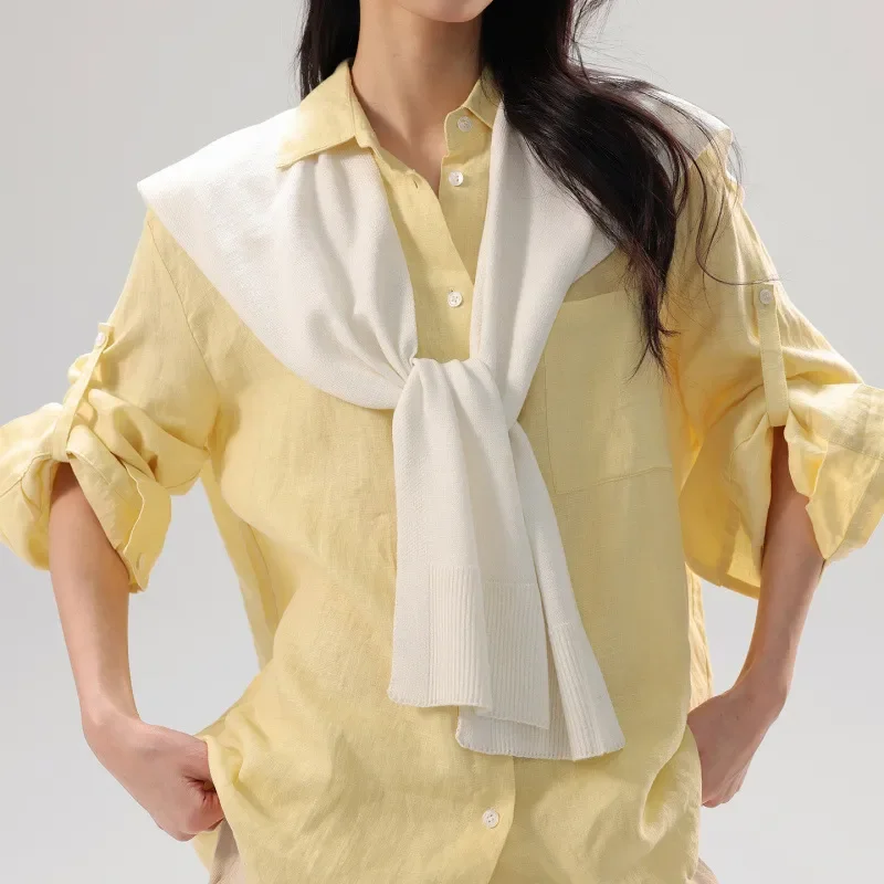 

2026 Small Fresh Solid Color Knitted Shawl Spring Summer Shirt Vest Korean Style Solid Color Knotted Shawl
