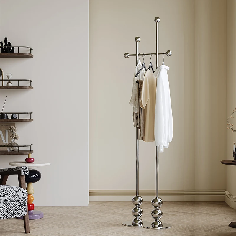 Minimalist Clothes Rack Stainless Steel Garment Stand Modern Luxury Bedroom Garments Organizer Standing Coat Hanger for Home