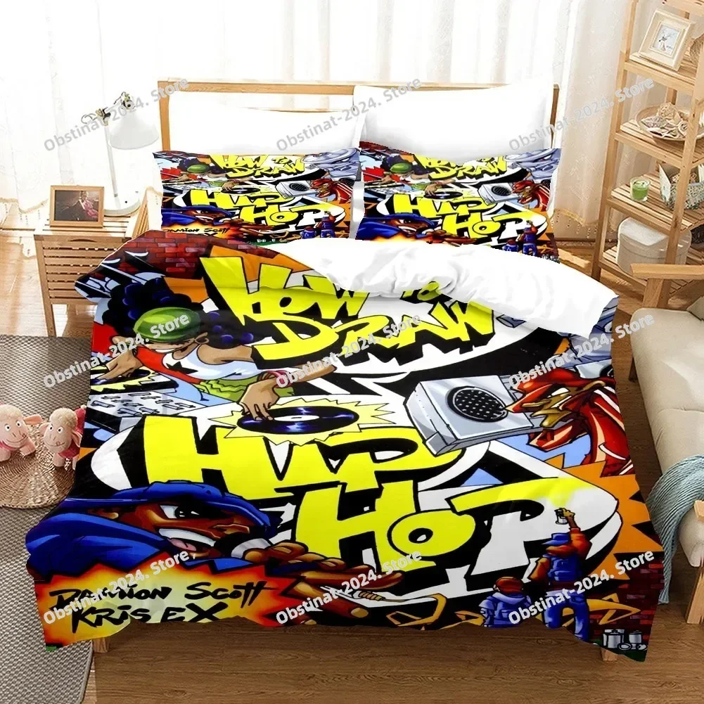 

Top 3D Hip-hop Style Bedding Set Duvet Cover Full Queen King Size Pillowcase Bed Printed Bed Set Aldult Kid Bedroom Single Twin