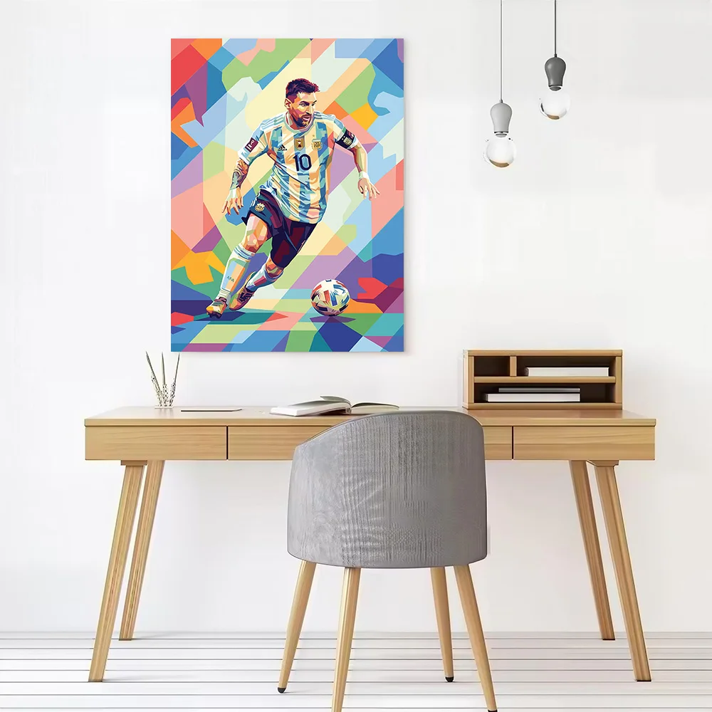 Lionel Messi in Argentina Jersey Canvas Poster Customizable Printed Canvas Painting Wall Art for Fans Room Ornaments Wand Deko
