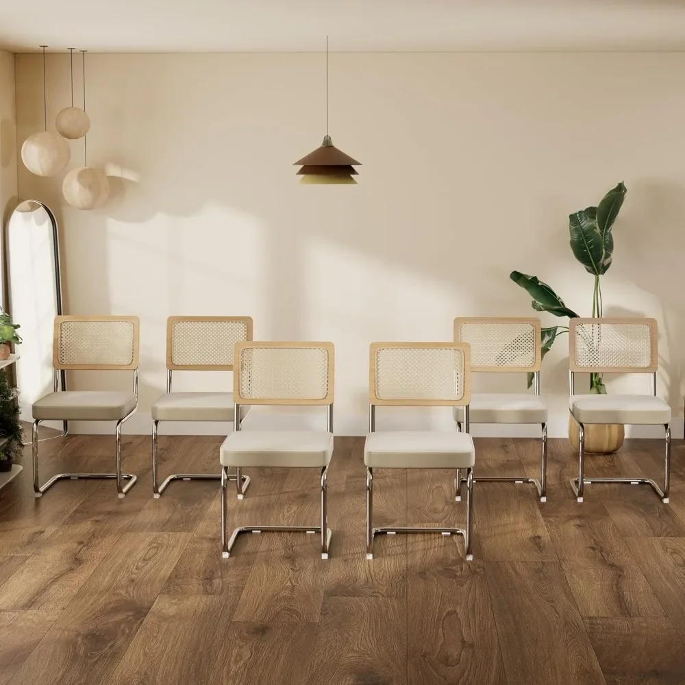 Modern Dining Chairs,Upholstered Kitchen Chairs with Rattan Back, Velvet Dining Room Chairs for Restaurant, Kitchen, Living Room