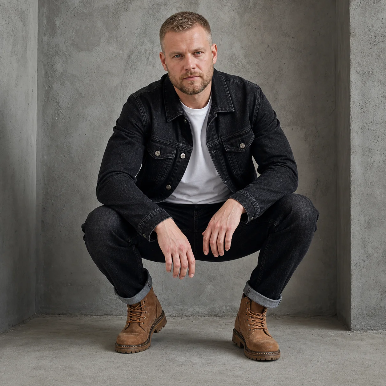 Autumnmen's Wear Motorcycle Denim Slims Your Silhouette Smooths Your Slim Fit Korean Style Denim Jacket Long Sleeve Pants