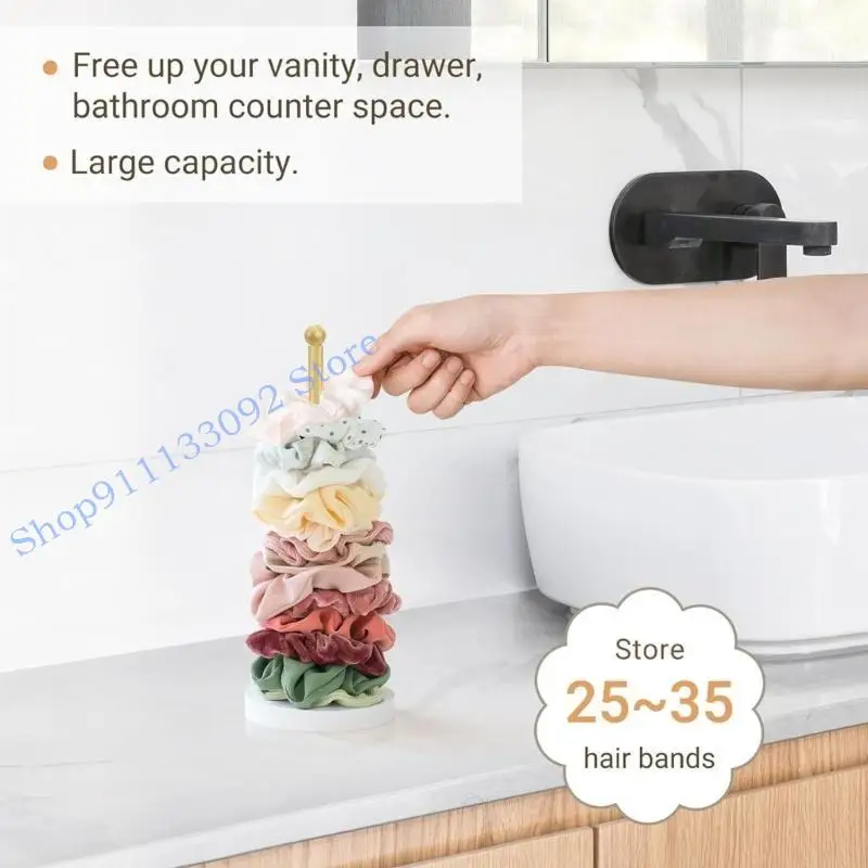 

H9ED современная подставка для повязки на голову, деревянная основа, держатель для резинок для волос, компактный органайзер для