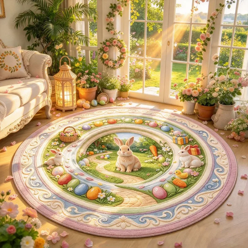 VIKAMA Christmas Owl Bird Round Round Rug Noise Reduction Machine Washable Bedroom Non Slip Backing Home Living Home Decor