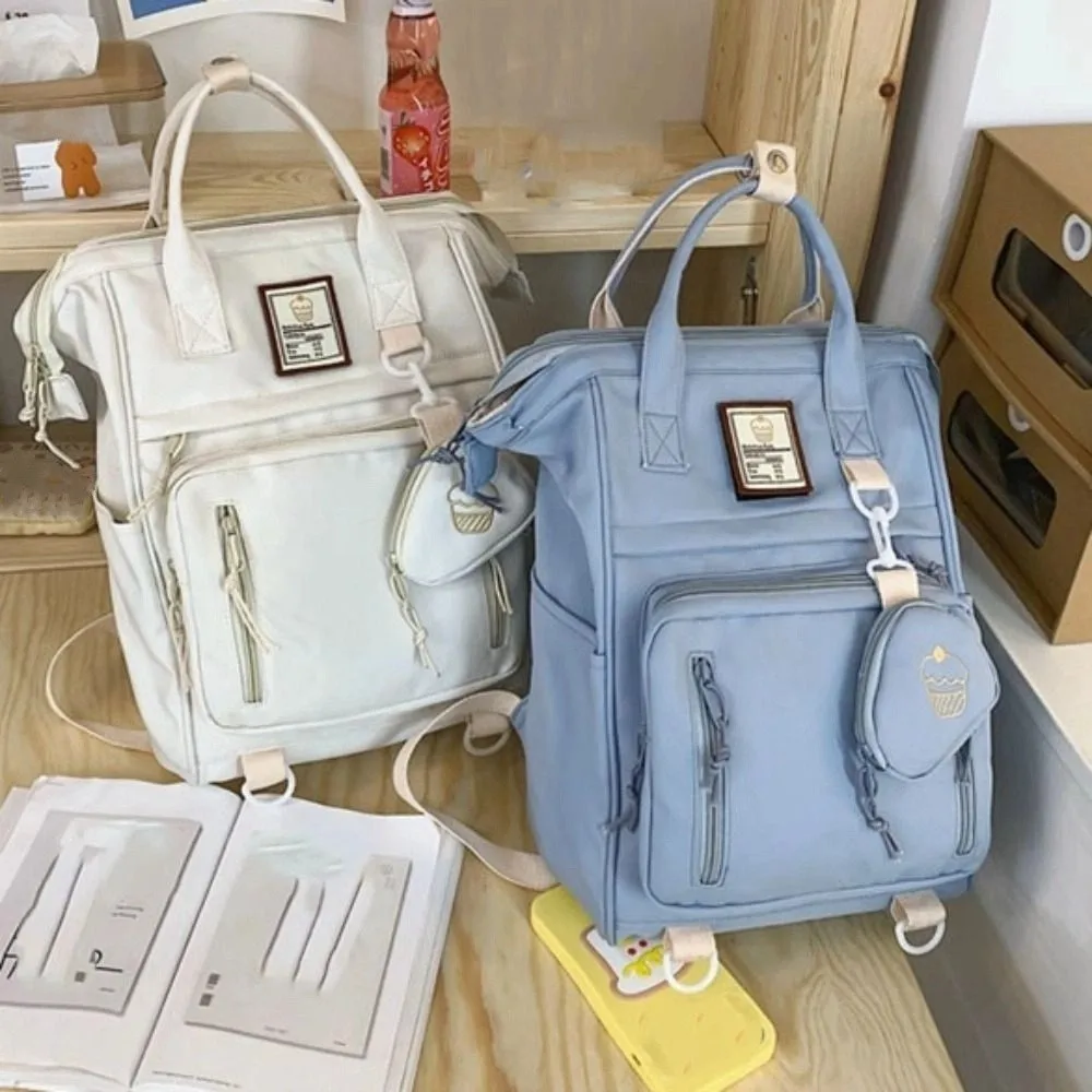 Daypack Portable Laptop Backpack Large Capacity Korean Style College School Bag Waterproof Nylon Ins Shoulder Bag School