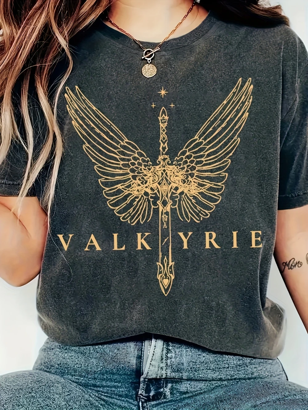 ACOTAR Valkyrie Top To The Listening Stars Nesta Archeron Ilyrian Camp Graphic Print T-Shirt Casual Crew Neck Short Sleeve