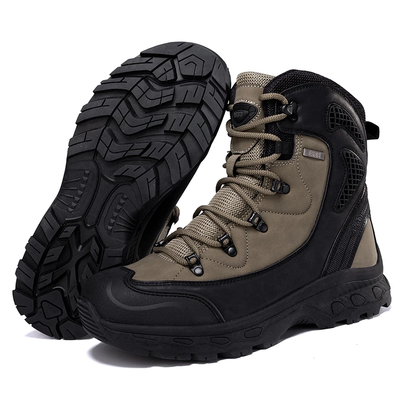 High-top hiking boots for men Winter outdoor shoes lace-up non-slip outdoor sports recreational hiking boots for men waterproof