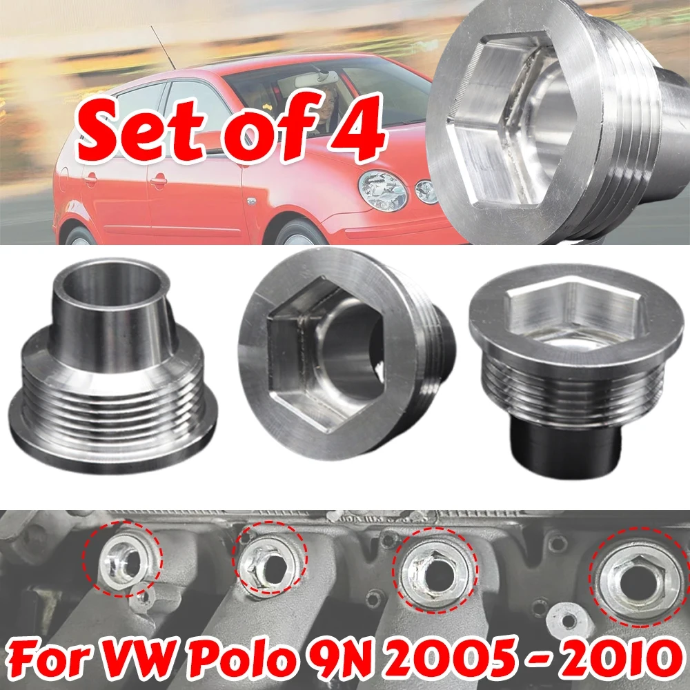 

4X Fuel Injector Insert Set For VW Polo 9N 2005 2006-2010 Beetle New Upgrade Aluminum Cup Seat 06B133555D Car Replacement Parts