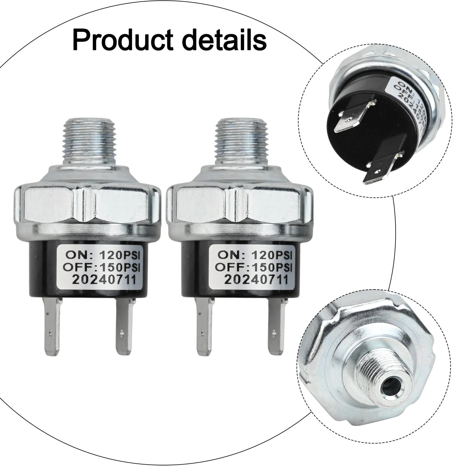 For Demanding Environments 120-150PSI Pressure Switch 12V 24V Pressure Control 14 Push-On Terminals High-Pressure