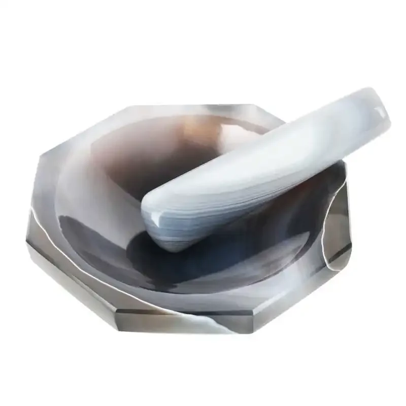 Agate mortar, pure natural A-grade raw materials laboratory high-quality anti-corrosion and wear-resistant agate grinding