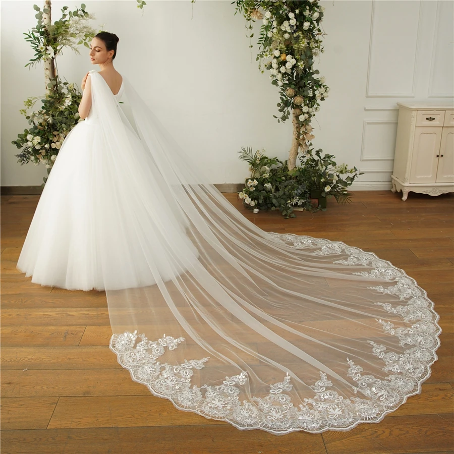 Wholesale White Ivory Wedding veil Shoulder Cape Bridal Wrap Lace Appliques Bride wedding accessories Boda velo de novia boda