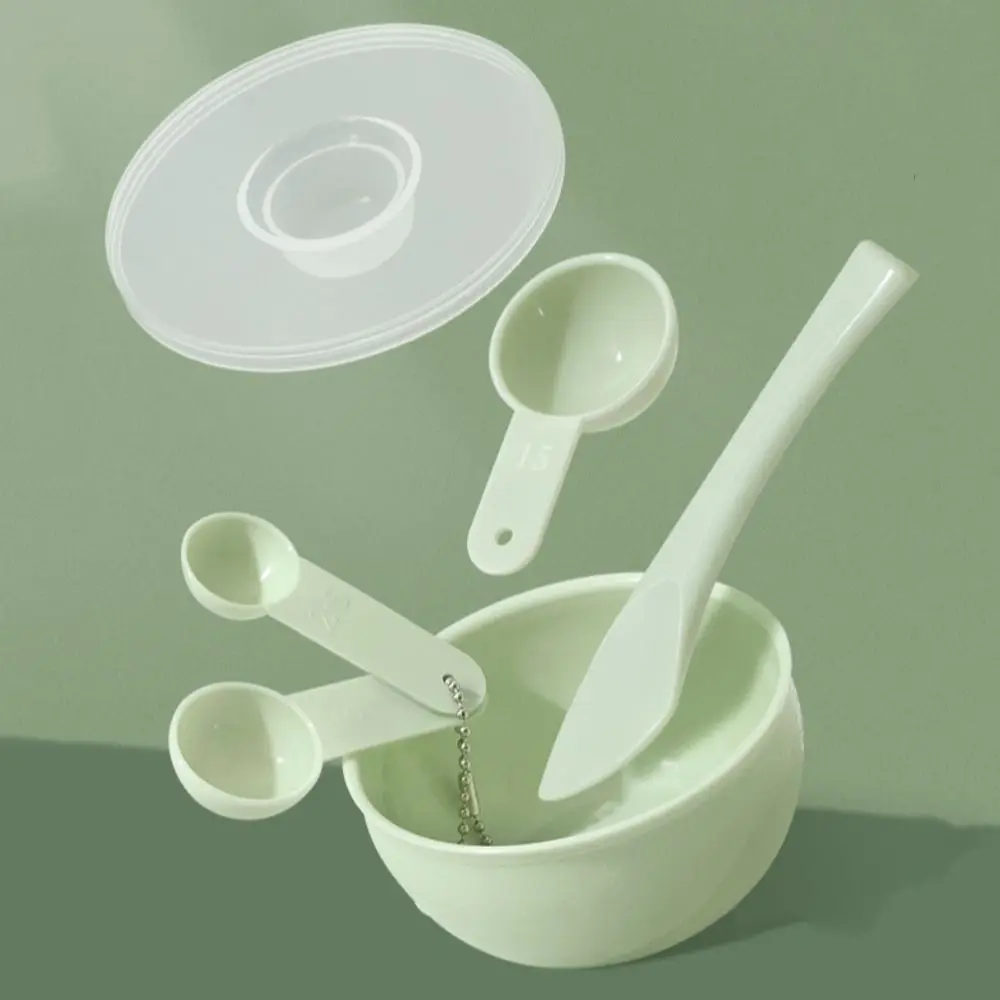Conjunto de tigela de mistura de máscara facial verde, cuidados com a pele, aplicador de máscara facial reutilizável, espátula de agitação mista, plástico, ferramentas de beleza diy, salão de beleza