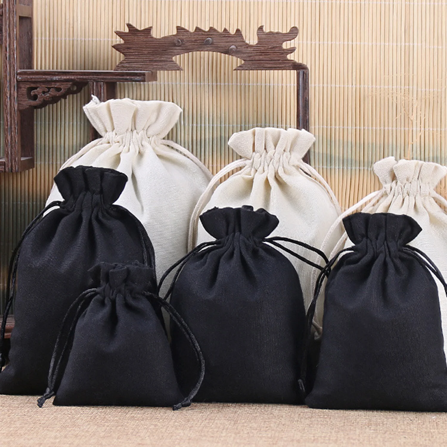 1 PC Waterproof Dustproof Drawstring Bag Black Bag Headset Data Cable Pouch Goods Pouch Organizer