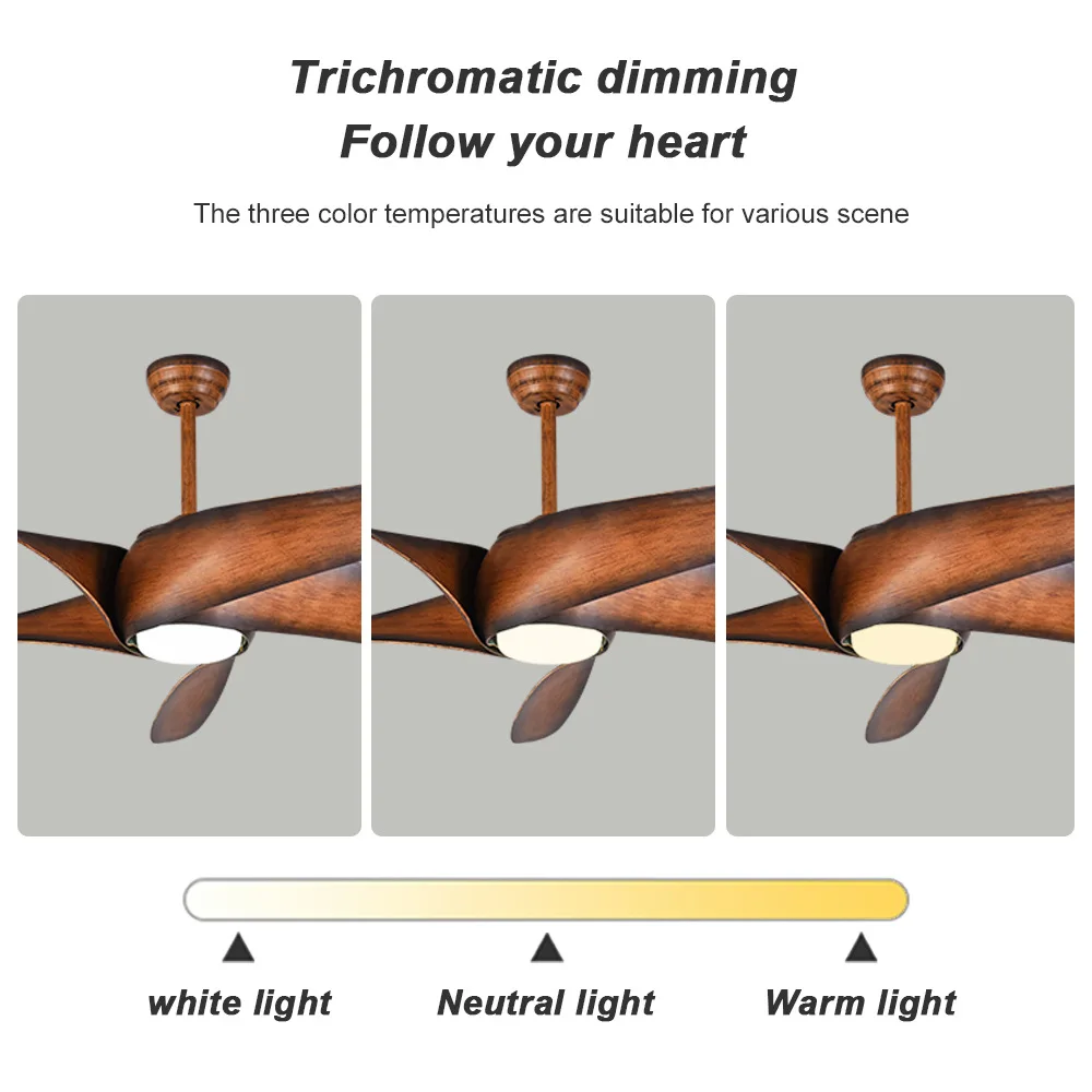 60 Inch Nordic Retro Fan Light 6-speed Frequency Conversion Positive Reverse Apartment Hotel Living Room Ceiling Fan Light