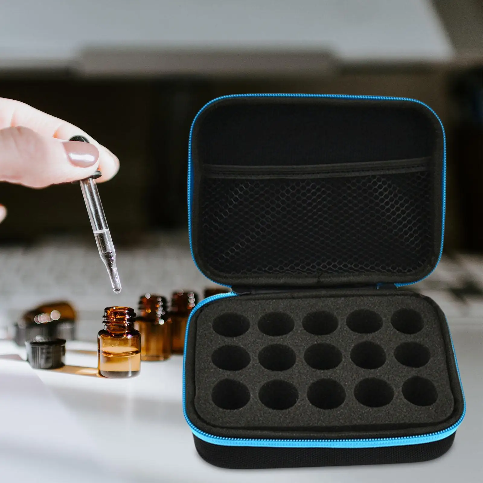 حقيبة سفر لتخزين الزيوت العطرية، سحاب إغلاق لمدة 15 زجاجة #4