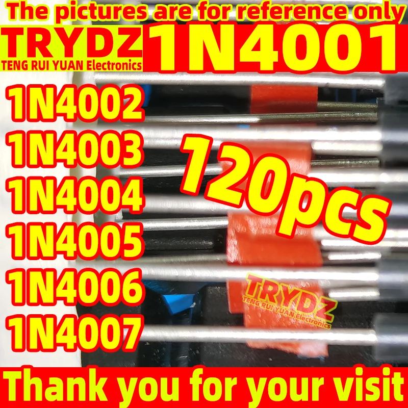 

120 шт. Новые диоды 1N4001 1N4002 1N4003 1N4004 1N4005 1N4006 1N4007 для прямого монтажа