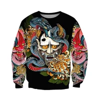 Sudadera con estampado de máscara de mitología japonesa, ropa para hombre, jersey de calle Harajuku, sudaderas con estampado 3D de cultura misteriosa
