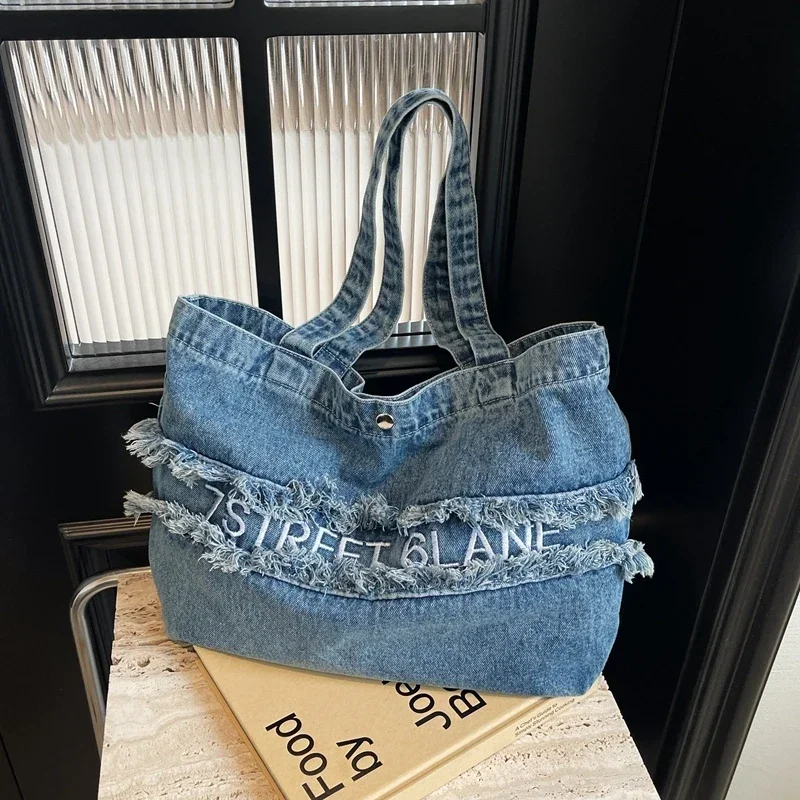 

High Capacity Oxford Shoulder Bags Tassel Letter Print Hasp Solid Casual Tote 2024 Hot Sale Bags for Women Bolsas Femininas