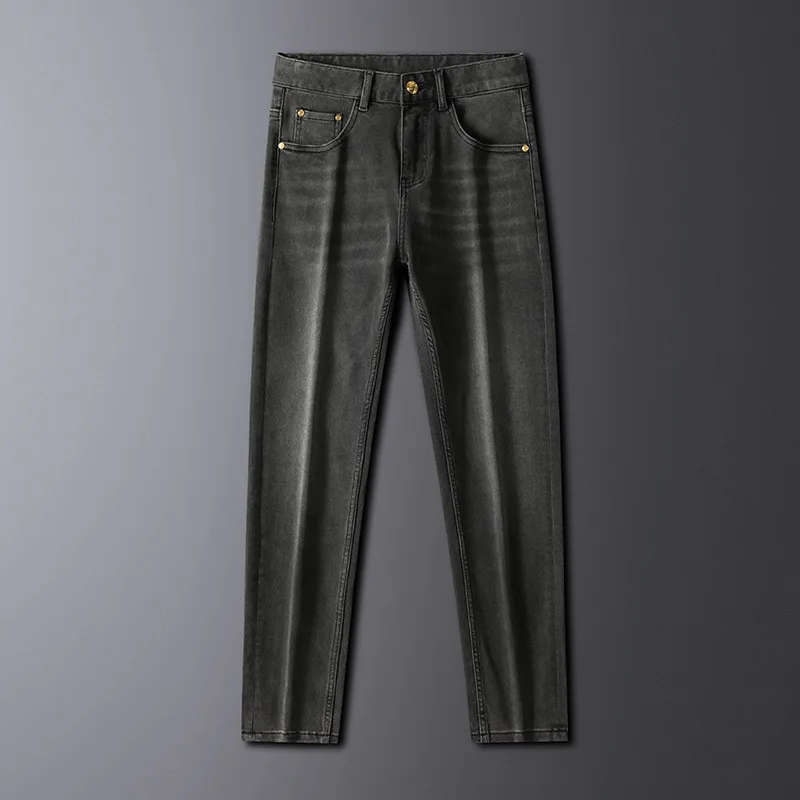 Spring 2024 New Jeans Men's Business High-End Simple and Light Luxury All-Matching Slim Fit Straight Stretch Trousers