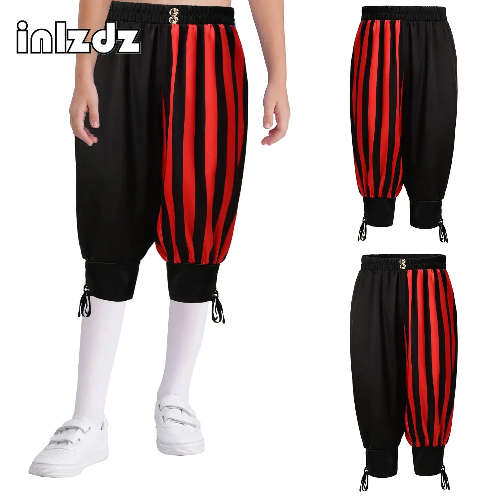 

Boys Medieval Renaissance Ankle Banded Wide Elastic Waistband Stripes Design for Children Halloween Party Cosplay Gothic Costume