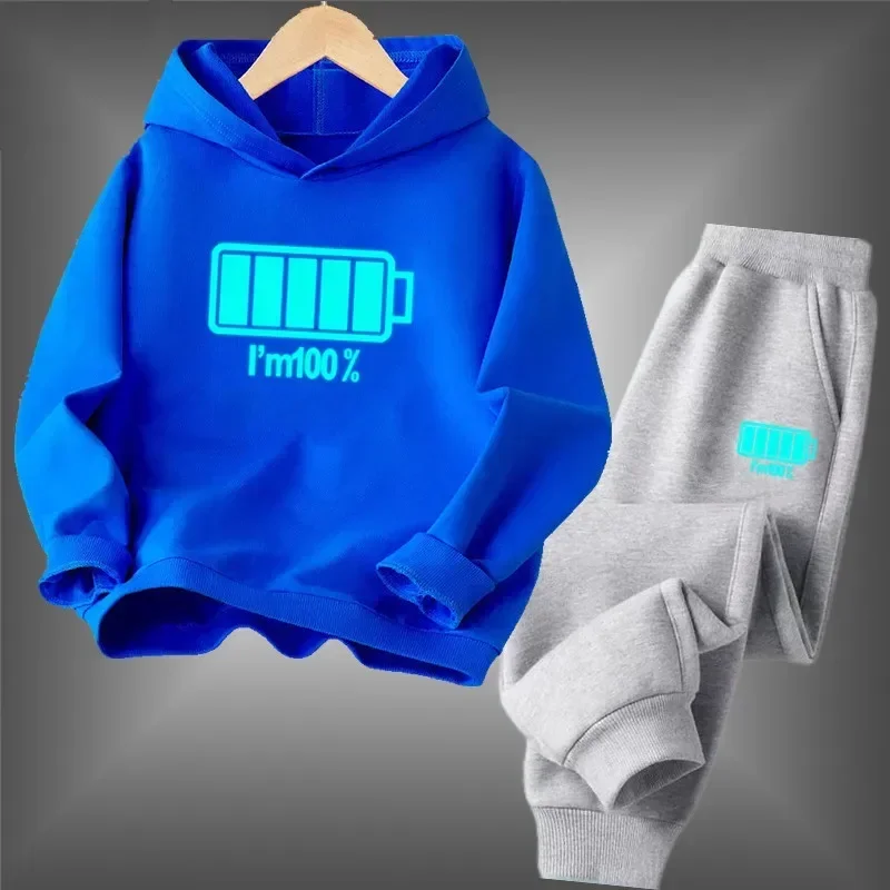 الربيع والخريف معطف بقلنسوة هوديي ملابس الأطفال رسالة عادية مطبوعة 2 قطعة معطف بقلنسوة + السراويل 3-13 سنة مجموعة #5