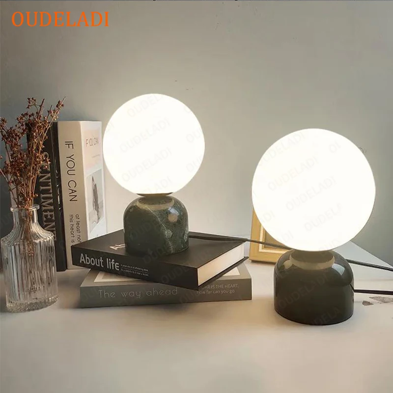 

Modern LED Marble Table Lamp Home Decor Glass ball Table Lamps Bedroom Bedside Study Hotel Living Room Desk Light