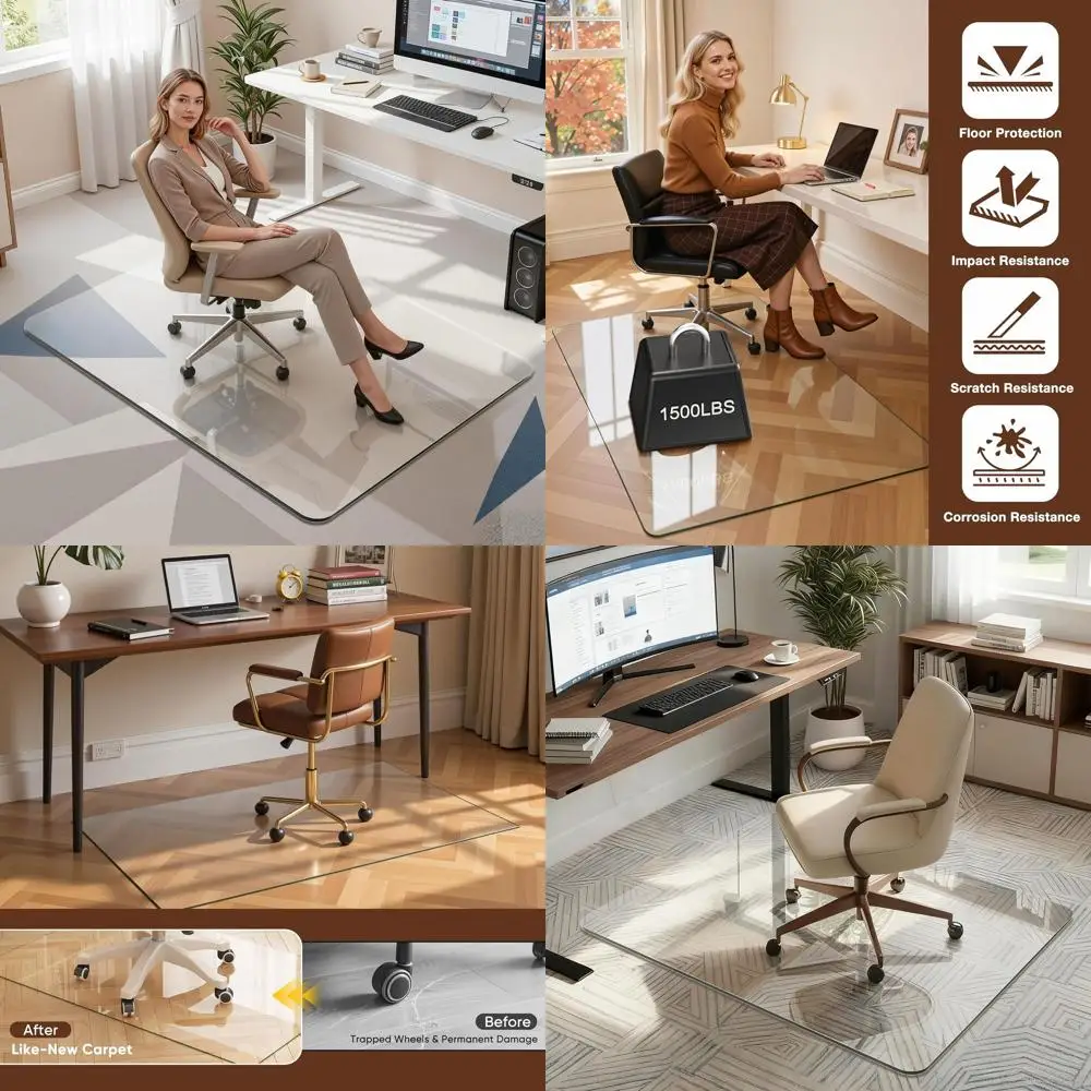 

Прочный коврик для настольного стула 32x48 дюймов для ковров и твердых пород, толстая стеклянная поверхность 0,2 для плавного перекатывания