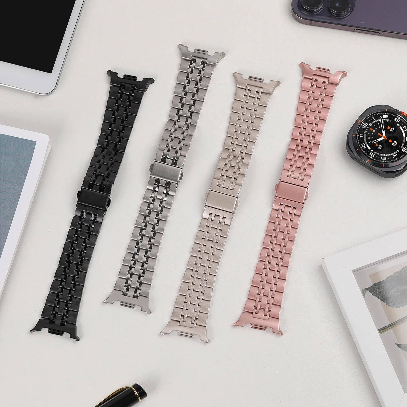 Металлические ремешки для Samsung Galaxy watch 8/8 classic 40 мм 44 мм 46 мм Браслет из нержавеющей стали Correa Galaxy watch 8 Bands