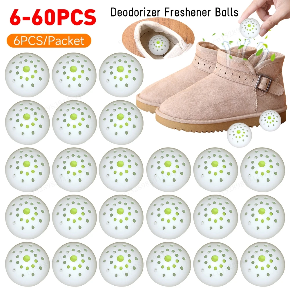6-60Pcs Deodorizer Freshener Balls Sneaker Deodorizer Ball Long Lasting Odor for Sneakers Gym Bags Lockers Car 3cm