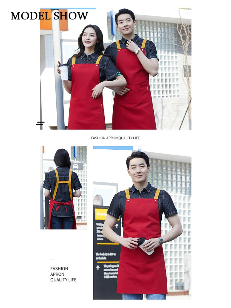 مريلة عمل مطبخ قماشية مقاومة للماء شديدة التحمل - حماية احترافية من الزيت والبقع للطهي المنزلي