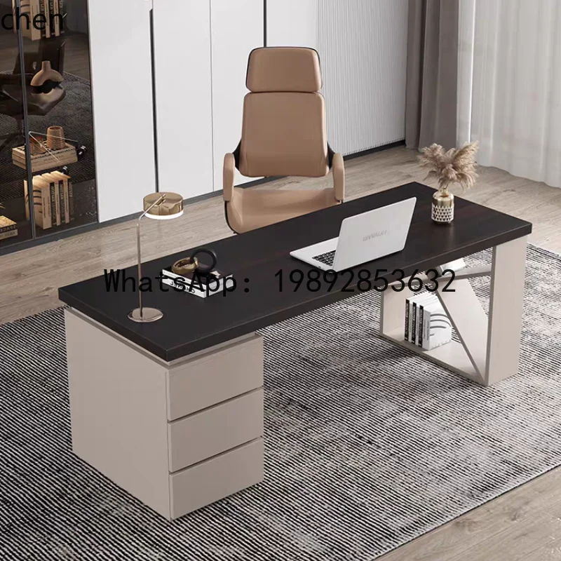

modern simple desk minimalist home study light luxury high sense solid wood computer desk writing