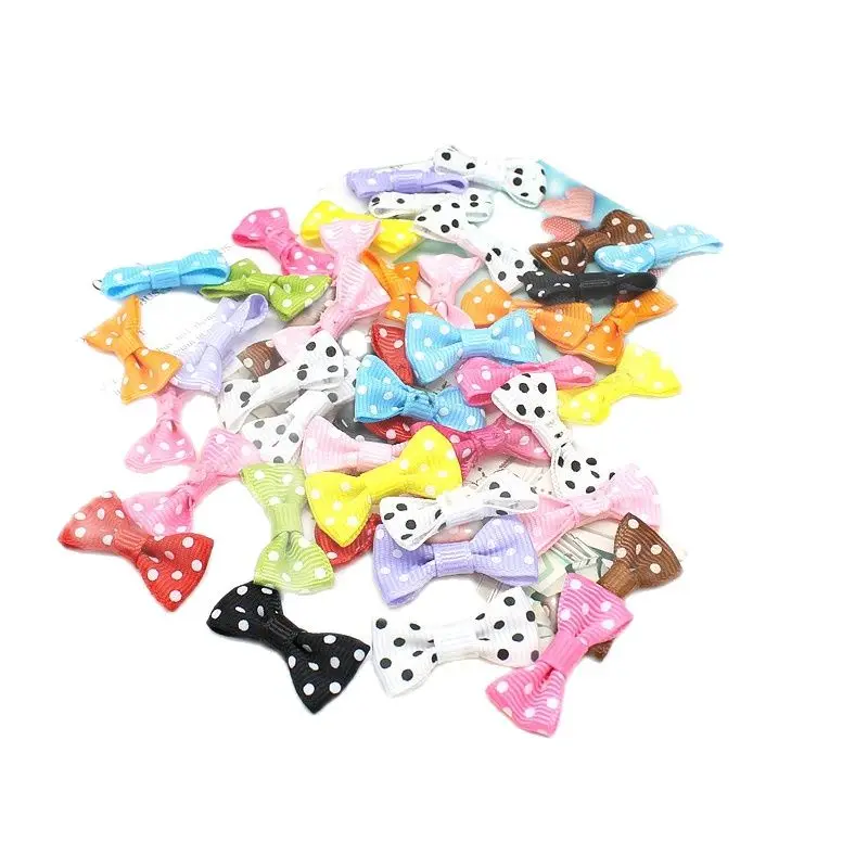 50pcs Fashion Dot Ribbon Bowknot Butterfly Tie DIY Craft Accessories Scrapbooking Products 30mm*15mm